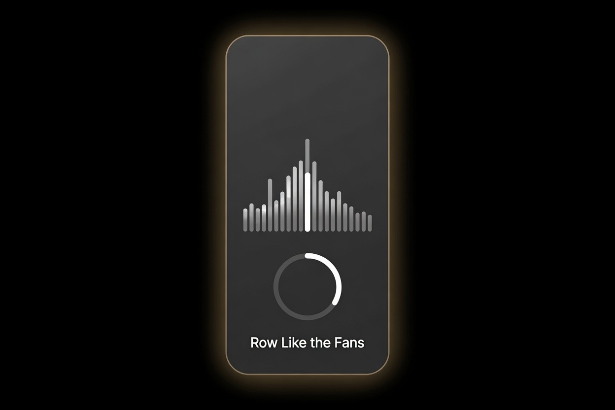 Viking Chant on a phone: waveform and Row Like the Fans control